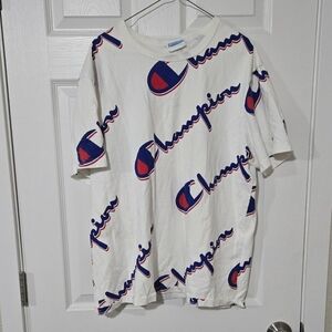 White Champion Print Shirt